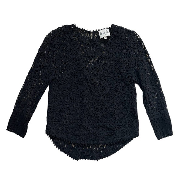 SEA New York Eyelet Cotton Top in Black - Picture 6 of 7
